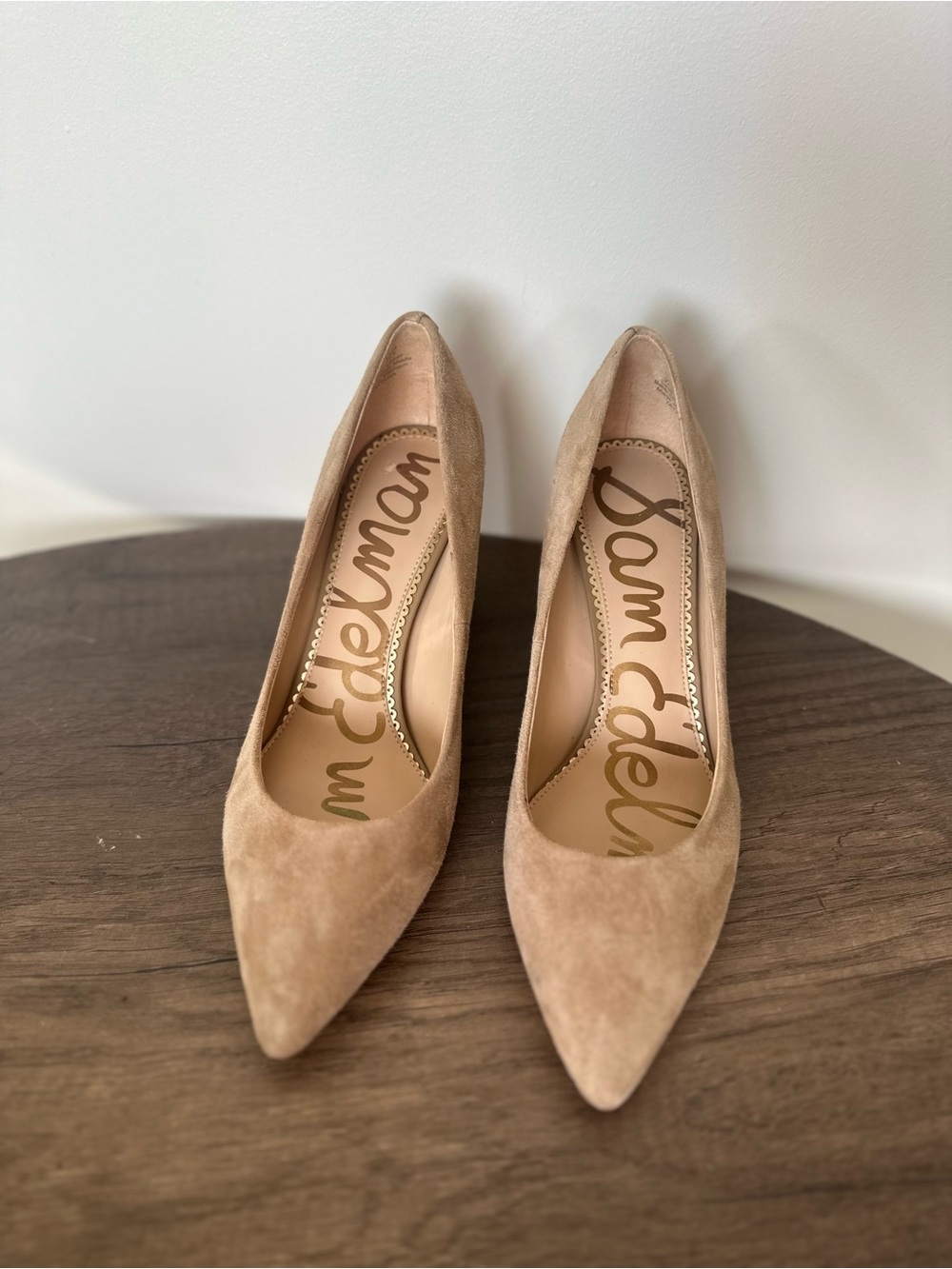 Sam Edelman Beige/Tan Suede Pointed Toe Pumps